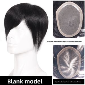 60 Net  Mono Top +Npu 100% Human Hair No knots Natural Looking Straight Wig Remy Human Natural Hair Men Toupee Invisible Knots Silk Base