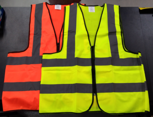 LIME GREEN OR ORANGE SAFETY VEST C/W FOUR LINE VISIBLE REFLECTIVE LINE ...