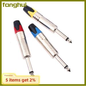 fanghui ปลั๊กต่อเสียง6.35มม. แจ็คช่องเสียบแจ็คตัวเชื่อมไมโครโฟนประกอบแบบโมโนพร้อมฟังก์ชั่นปิดเสียง