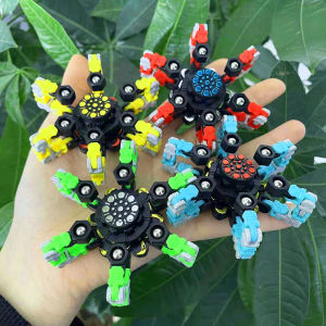 现货 ~ Mechanical Fingertip Spinner DIY Deformable Stress Relief Toy Transformable Creative Gyro Toy for Kids Fingertip Spin
