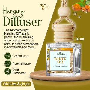 White Tea & Ginger Scent Hanging Car Diffuser – 10ml Oil-Based Long-Lasting Fragrance