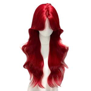 RERAT กลาง วิกผมลอนยาว ลูกไม้หน้าผาก คอสเพลย์ วิกผมสังเคราะห์สีแดง คอสเพลย์ญี่ปุ่น วันฮาโลวีน วิกผมแบบหลายชั้นสำหรับผู้หญิง ชุดประจำวัน