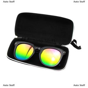 [COD] Auto Stuff แว่นกันแดดแบบพกพามีซิปสำหรับทุกเพศสไตล์วินเทจสีดำกรอบแข็งปกป้องแว่นตาอุปกรณ์เสริม