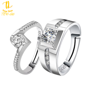 TINO TINO Cincin Couple G85 Big Solitair Full Permata Tunangan Nikah Kawin
