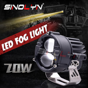 Sinolyn Mini Driving Light 70W Bi LED Fog Lights Work Light Bar Spotlight Auxiliary Light Combo Light For Cars/Motorcycle/SUV/ATV/Truck Universal Projector Lens Waterproof DIY