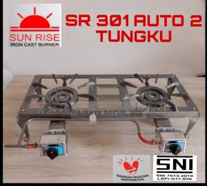 Kompor SUN RISE tipe 301 auto 2 tungku gas bodi cor sunrise mata SNI