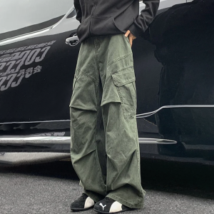 Autumn Big Pocket Mens Cargo Pants Japanese Y2k Harajuku Loose Straight Wide Leg Trousers Baggy Pants Man Hip Hop Sweatpants