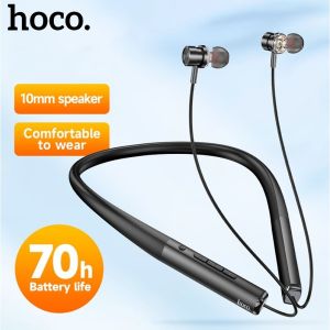 【Use time: 70 hours】HOCO ES71 Sports Wireless Bluetooth Earphone Waterproof Neckband Bluetooth Headset Super Long Battery Life Earphones Magnetic With Mic Sports Music Earphones For ip&Android All Smartphones Universal