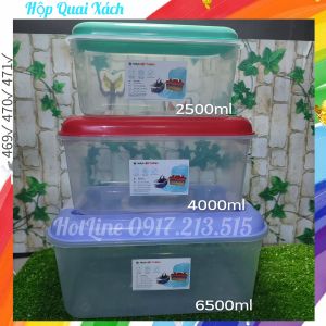 Hộp nhựa đa năng có Quai 3 Size 2500ml/ 4000ml/ 6500ml HITACO - Nhựa Hiệp Thành Hộp đựng dụng cụ