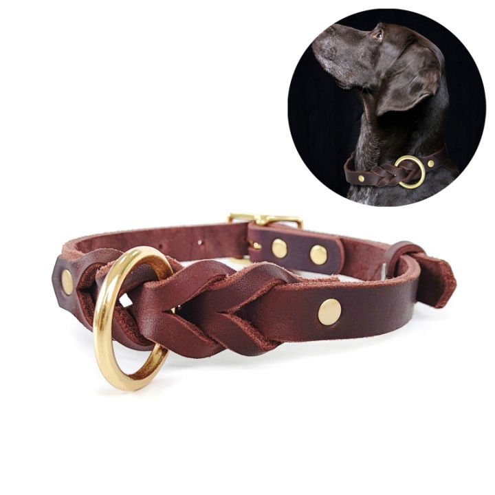 New Luxury Genuine Leather Pet Collar For Medium Large Dog