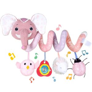 Car Seat Toys Baby Baby spiral Plush activity hanging toys for strollers strollers cribs with music box BB speakers and rattles