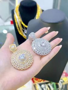 {loại1} Mặt dây chuyền đá baguet cz nhân tạo siêu sáng xoáy lớn đầu xoàn Kami trang sức sỉ MXG78