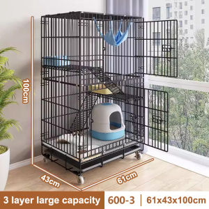 Cat Cage 2/3/4 Layers With Wheels Big Pet Cage For Cat Villa Large Cat Cage With Cat Hammock