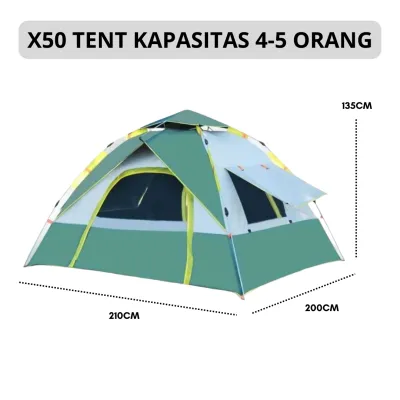 Tenda Camping Buka Otomatis Open Kapasitas 4 Orang Tenda Camping Kemah Outdoor Otomatis Portable