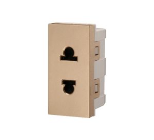 Bộ Công tắc điện 1 chiều và 1 ổ cắm đơn 2 chấu Vietco vàng đồng khung thép không gỉ V2011 Bảo hành 5 năm