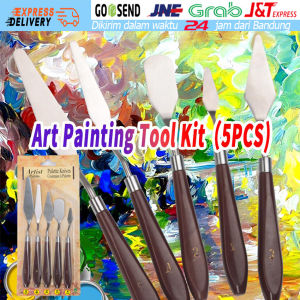 [Ready Stock] 5pcs Spatula Lukis Pisau Palet Lukis Pisau Lukis Minyak Gagang Kayu Stainless Steel Palete Palettedekorasi Kue Mentega Campur Ukir Profesional