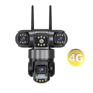 Three Lens 4G/WIFI IP Camera HD 12MP Outdoor Waterproof Two Way Intercom Full Color Night Vision PTZ CCTV V380 Camera