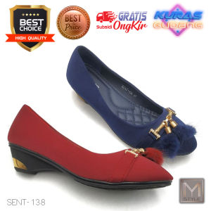 BIG SALE Disc 75% Sepatu wanita Elegan heels Wedges 3cm Import Sent-138 Warna [Merah Biru Tua] Model Casual Nyaman di pakai cocok untuk Kerja Kantor dan Hangout Santai juga Acara Kondangan