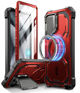 i-Blason Armorbox for Samsung Galaxy S24 Ultra Case with Camera Cover Stand Wireless Charging Compatible Full Body Rugged Protective Case with Built in Screen Protector Kickstand