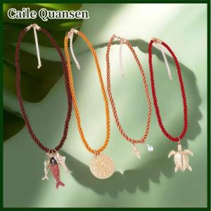 Caile สร้อยคอจี้รูปปลาเต่าทะเล4ชิ้น เซ็ตสำหรับผู้หญิงของขวัญเครื่องประดับงานปาร์ตี้วันหยุดแฟชั่น