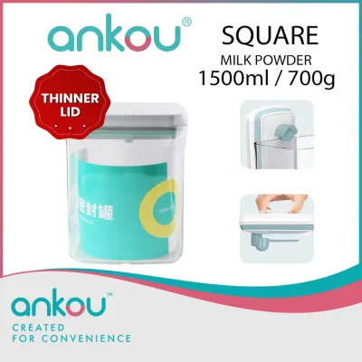 Ankou Airtight 1 Touch Button Container With Scoop and Holder 1500ml (Square)