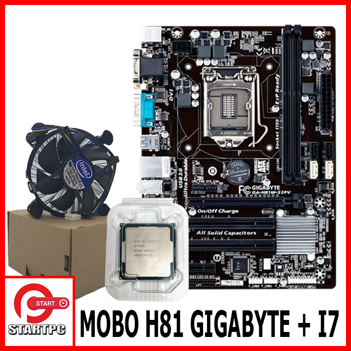 PAKETAN Mobo Mainboard H81 GIGABYTE Processor Intel Core i7 haswell plus  fan