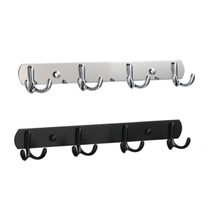 Space Efficient Stainless Steel Wall Hooks 4 Double Prongs Hanger Organizer For Hanging Coat Towels Hats Keys