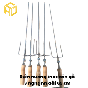 Xiên Inox 60cm Cho Máy Quay Gà Vịt – Bền Bỉ Chống Gỉ Cán Gỗ Tiện Lợi