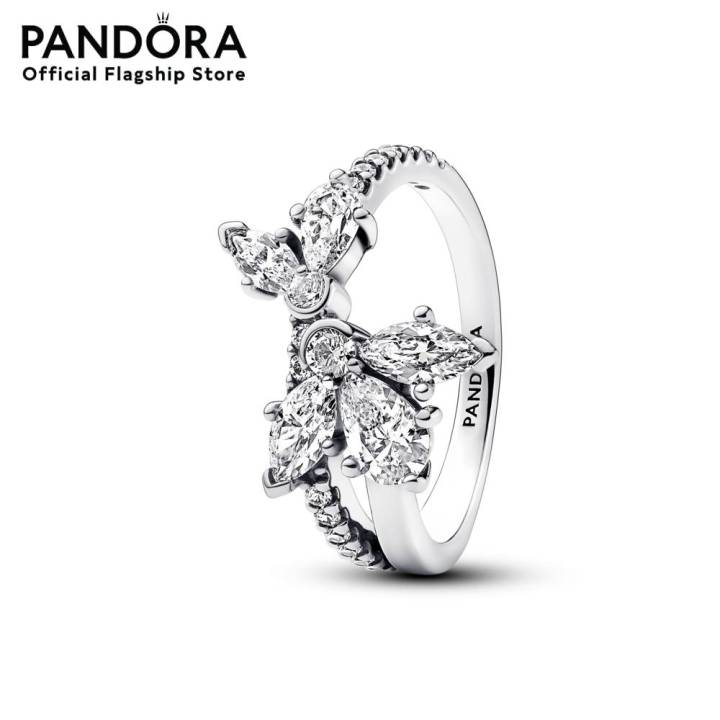 Pandora Sparkling Asymmetrical Herbarium Cluster Ring