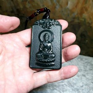 Premium deep greenish Nephrite double sides cravings Mahavaircana (natal guardian for zodiac sign Goat & Monkey) and Pi Xiu Jade pendant/handheld (with certificate) [Natural Crystal] 和田玉塔青墨绿双面雕刻大日如来(合生肖猴、羊)、貔貅牌头吊坠/手把(带证书)