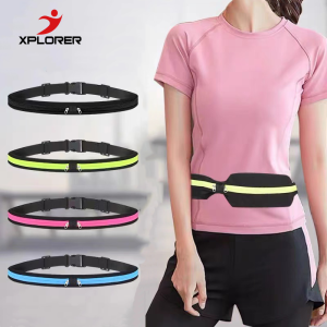 Slim Running Belt Phone Holder Sport Waist 7inch Large Cellphone Dual Pouch for Jogging Running Marathon Cycling Motorcycle Men Women Ultra Thin