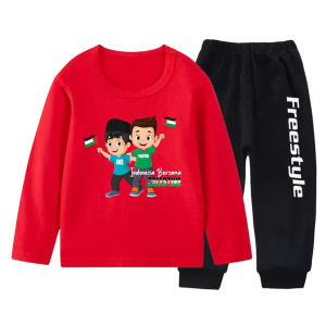stelan kaos GAZA baju anak laki laki oblong lengan panjang atasan FREE SAVE PALESTINA usia 1-11 thn motif ank kembar palestina FLAG # FF