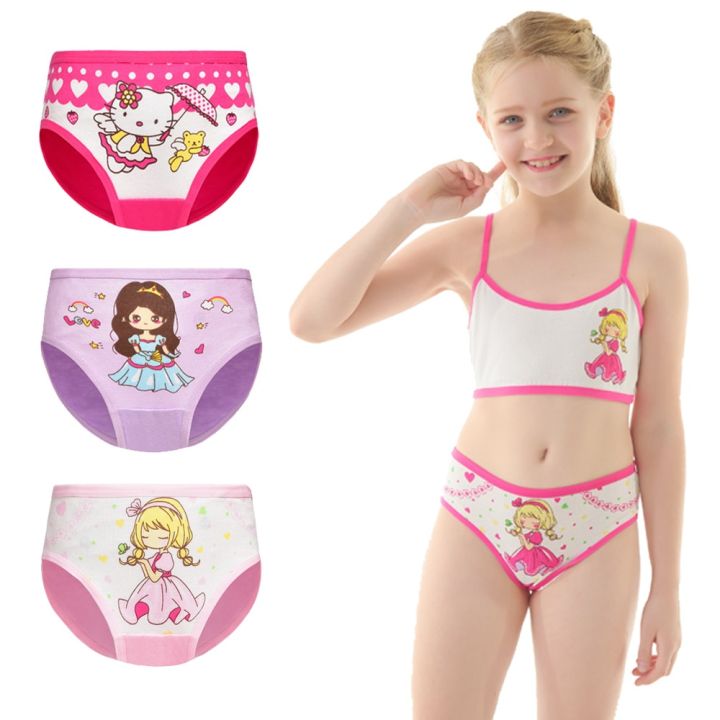 COD☑️3PCS Kid's/Girl's children girl panties cute cartoon character print  panties Cotton High Quality Baby Kid Girl Underwear Panty Panties Kids  Briefs