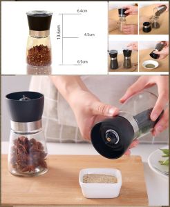 Lọ xay tiêu cầm tay bình thủy tinh nắp viền QT991