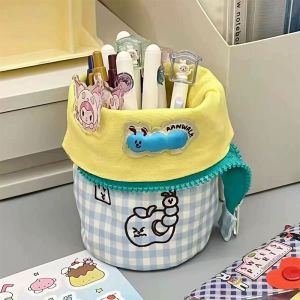 Huahua กระเป๋าใส่ปากกา กระเป๋าดินสอ ความจุขนาดใหญ่กล่องดินสอปักน่ารักนักเรียนเครื่องเขียนกระบอกเก็บ