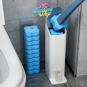 Topshome แปรงขัดชักโครก แปรงขัดห้องน้ำ อุปกรณ์ทำความสะอาดห้องน้ำ เปลี่ยนหัวได้ BO-U011