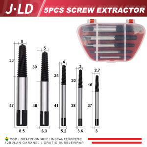 JLD Screw Extractor Set 6pcs Ekstraktor Sekrup Rusak 5Pcs Kit Alat Pelepas Baut Patah Mudah Keluar Baut Ekstraktor Sekrup Segitiga Kepala Ganda Universal