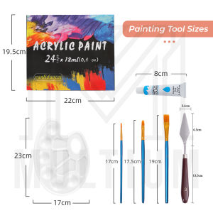 24 pcs High Quality Acrylic Painting Set Gift Set Brush Canvas Palette | acrylic paint set | acrylic paint brush set Art & Crafts painting set for kid
