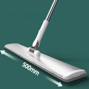 onetwone 50cm Large Aluminum Alloy Flat Mop Household Factory Hospital Commercial Lazy Floor Mop with Stainless Steel Handle with 2 Cloth