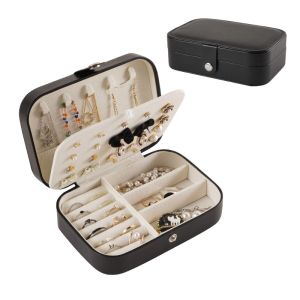 Marian Beauty Double Layer Jewelry Storage Box Portable Case for Earrings Rings Necklace Leather Jewelry Organizer