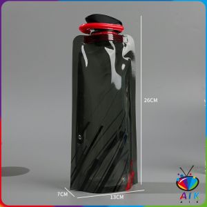 AIK ถุงใส่น้ำดื่มแบบพกพา ขนาด700ml พกสะดวกพับเก็บได้ พร้อมจุกปิดซิลิโคน Foldable Water Bottles
