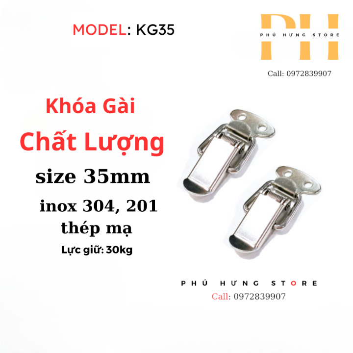 khóa gài nhanh, khóa gài inox dạng trơn size 35mm(size nhỏ nhất ...