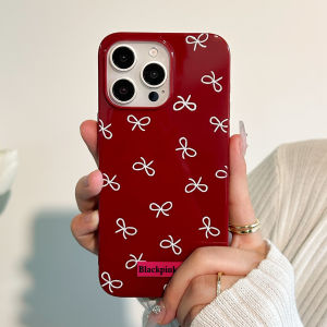 Ốp điện thoại cho Iphone đỏ thắt nơ đơn giản 11 15 14 13 12 16 Pro Max 7plus 8 Plus XR XS x silicon mềm Vỏ chống sốc