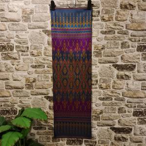 137.ผ้าฝ้าย ผ้าทอทั้งผืน ลายมัดหมี่ขุมทรัพย์เศรษฐี สีเขียวชมพู