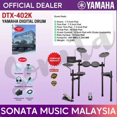 YAMAHA MUSIC ORIGINAL QUALITY DTX-402K DIGITAL DRUM SET KIT HOME PRACTICE - PACKAGE C