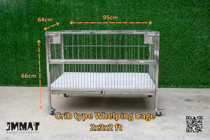 2x3x2 ft - Crib type Whelping Cage 304 Stainless-Steel Heavy-Duty Cage - Dog Cage/Crate - Pet Cage