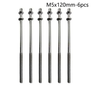 NAELIN 6Pcs Strong Drum Tension Rods M5 with Washers Drum Lug Bolts Durable 5mm Drum Tight Screw for Jazz Drums Repair