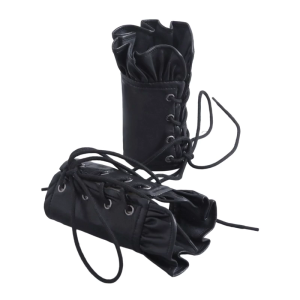 Premium PU Leather Gothic Cuffs With Adjustable Lace Up Design For Music Festivals And Costume Parties