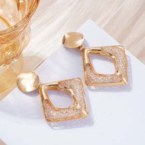 Fashionable Ring Gift 跨境金属网状水晶圆圈耳环精致高级感新款小众设计感轻奢耳饰批发