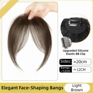 OURTOUR Synthetic Hair French Bangs Wig Piece Fluffy Top Invisible Clip Eight Character Bangs Forehead Framing Synthetic Wig Bangs Female Use